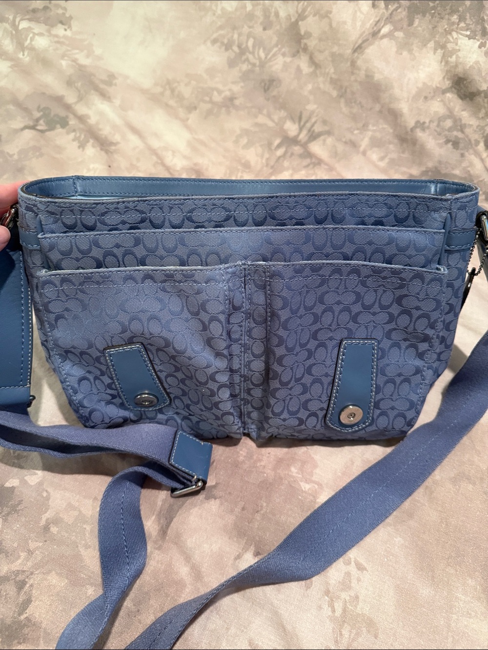 Coach Blue Signature Messenger Bag with Buckle Detail - Picture 5 of 5
